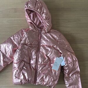 Girls metallic pink puffer jacket